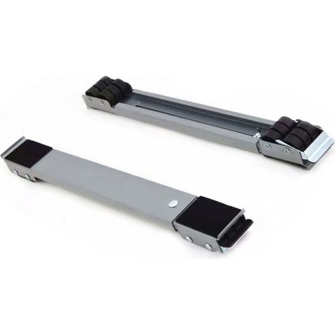 Roulettes de transport pour appareils électroménagers base extensible machine à laver réfrigérateur sèche-linge lave-vaisselle double rangée acier argent 45-70cm 2 pièces (1/5)