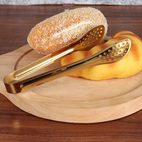 Ensemble de 4 pinces alimentaires en acier inoxydable - Petites pinces pratiques pour servir des glaçons et plus encore - Accessoires de cuisine et de bar - Couleur dorée (1/3)
