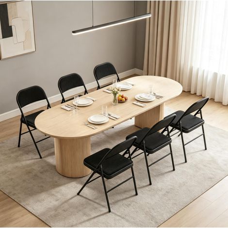 Lote de 6 sillas plegables negras de acero y poliéster, 45 x 46 x 78 cm – MEUBLIV (1/5)