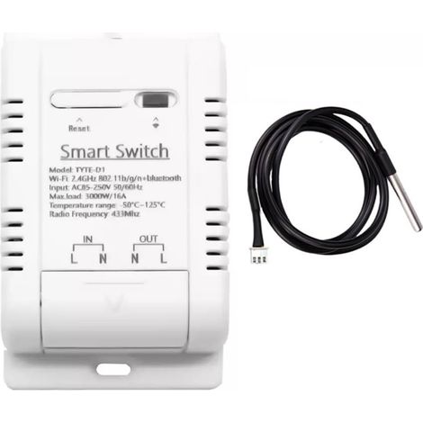 1 relé Wi-Fi de 20 A, módulo de control de temperatura, interruptor inteligente, monitorización del consumo, compatible con Alexa, para invernaderos/ganadería. (1/5)