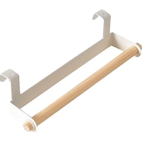 blanc Porte-serviettes Mural - 1 Barre Latrale - Bois/effet Cuir - 26x6x6cm (1/4)