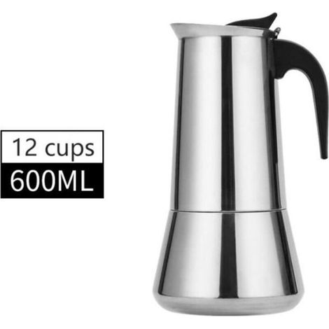 Cafetière,2-4-6-9-12 tasses cuisinière cafetière inox haut italien Moka Expresso Cafeteira Expresso percolateur Moka - Type 600ML (1/4)