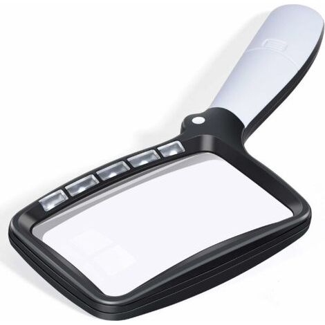 Loupe de lecture rectangulaire avec 5 lumières LED, adaptée aux personnes âgées ou malvoyantes, pour lire (1/5)