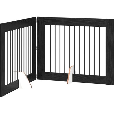 vidaXL Foldable Dog Gate with Stands 2 pcs Black Oak 200.5 cm (1/4)