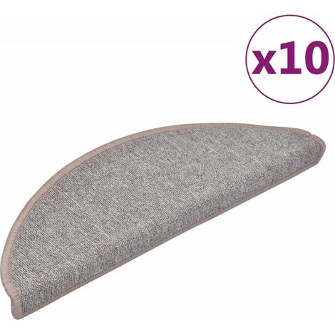 Maison Exclusive - Tappetini per scale 10 pz 65x24x4 cm Marrone chiaro Semicircolari Grandi (1/5)