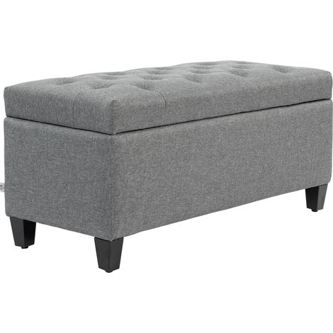 Panca imbottita con contenitore 100 x 40 x 44 cm in poliestere grigio chiaro HOMVRA (1/5)