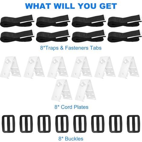 S-Union Kit de Fixation pour bâche Solaire de Piscine, kit de Sangles de Couverture Solaire pour Piscine Universelle enterrée Comprenant 8 Sangles en Nylon,8 plaques de Cordon,8 Boucles (1/4)