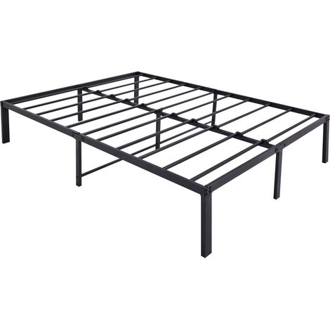 Cama plataforma de metal 120 x 200 cm negra, estable, silenciosa, montaje fácil, sin somier (1/5)