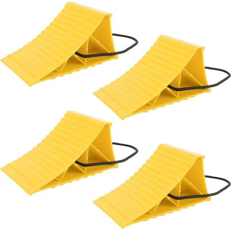Cales de Roue Robustes 2 Pièces, Bouchon de Pneu en Plastique Dur, Cales de Roue à Corde Antidérapante pour Camping-Car, Camping, Voiture, Remorque, Camion et Fourgonnette (Yellow) (1/4)