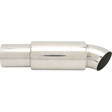 Pot d'échappement universel de remplacement, entrée 51 mm x 51 mm, rond, en acier inoxydable argenté (1/5)