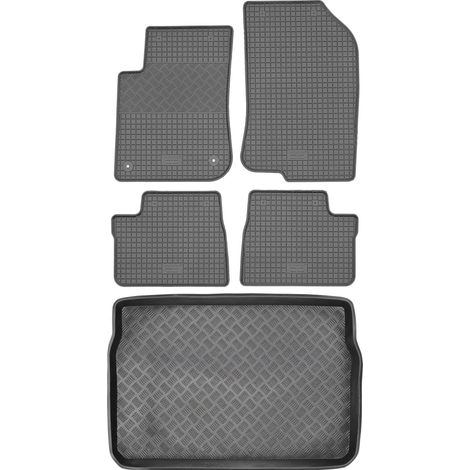 Ensemble de tapis de sol en caoutchouc pour Peugeot 208 I GTI Hatchback (2013-2019) + tapis de coffre