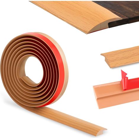 300cm Seuil De Porte-Auto-AdhéSif, Barre De Seuil Pvc, Profilé De Transition Bordures De RevêTement De Sol En Caoutchouc,Barre De Moquette Pour La Transition De Seuil(3.5 Cm,Grain De Bois Jaune) (1/5)