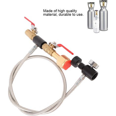 Connecteur de Recharge CO2 CGA-320 avec Flexible 36" et Manomètre pour Bouteilles Soda (1/5)