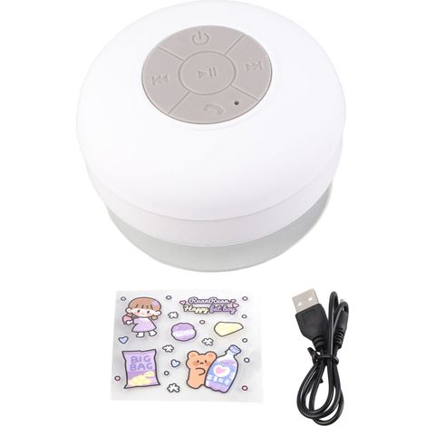 Enceinte de Douche Bluetooth Étanche Mini Résistante aux Chocs avec Ventouse pour Salle de Bain - Autocollants Offerts (1/5)