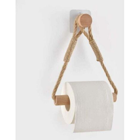 Soporte para papel higiénico de cuerda de cáñamo, soporte de pared para papel higiénico de cuerda, accesorio de baño (1/4)