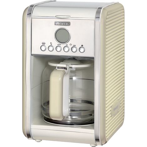 Polti – Cafetière filtre semi-automatique 12 tasses – Puissance 1100W – Réservoir carafe – Écran LCD beige