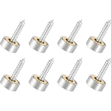 12mm Mirror Screw Covers x 8PCS Brushed Stainless Steel Decorative Caps/Lids for Decorative Mirrors and Signs/Advertising Hardware, [Silver] (1/5)