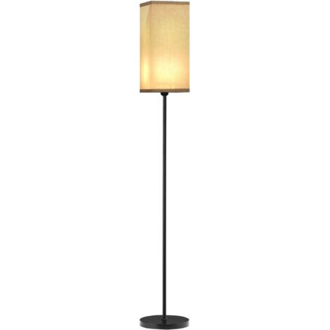 BUNTHAUS Lampadaire sur pied salon lampe salon sur pied avec abat-jour beige effet lin interrupteur à pied Ø 25 x 161,5 cm noir
