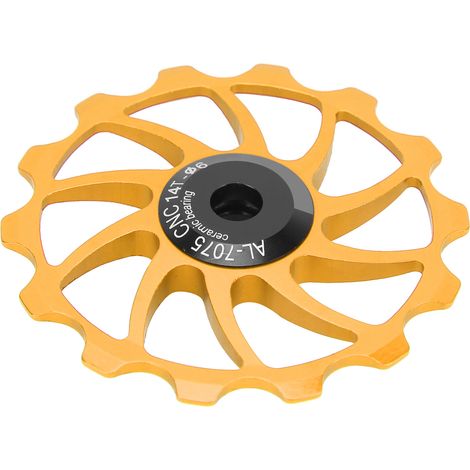 Hinterrad-Führungsrolle für Fahrräder, 14 Zähne, goldfarbene Aluminiumlegierung (1/5)