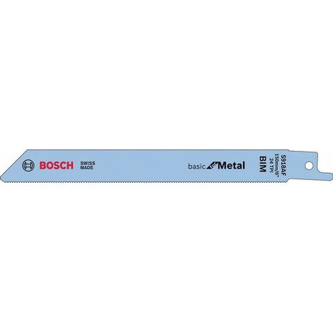 Lame de scie sabre S 918 AF longueur 150 mm largeur 16 mm graduation de dent TPI 24 1 mm ondulé, fraisé Paquet de 5 BOSCH