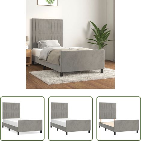 Kopfteil - Bettgestell ohne Matratze Hellgrau 100x200 cm Samt (1/5)