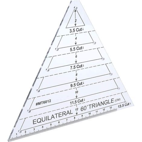 Règle de quilting triangulaire équilatérale à 60 degrés, en acrylique haute transparence, échelle originale, pour tailleur. (1/5)