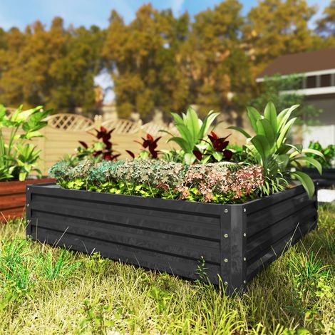 Bacs de jardin en acier galvanisé, adaptés aux plantations extérieures, robustes et durables.