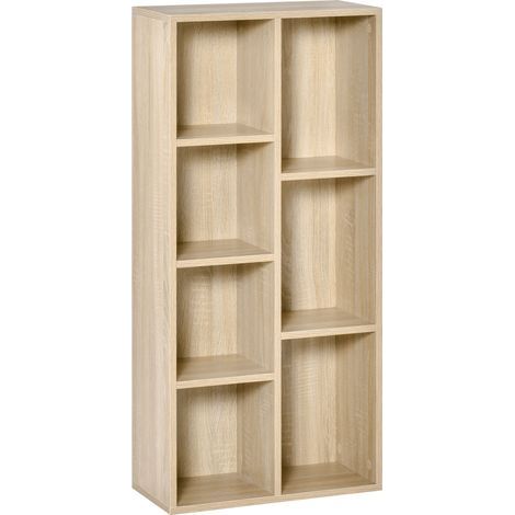 Aufbewahrungsmöbel, Bücherregal, 7-teiliges Würfelregal für den Innenbereich, Wohnzimmer, Schlafzimmer – 50 cm (B) x 24 cm (T) x 106 cm (H), Naturholz (1/5)