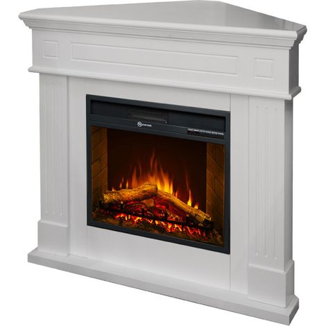 Divina Fire – Cheminée bioéthanol électrique d'angle – Puissance 900/1800W – Surface chauffée 30m² – Dimensions L110xP63xH102 cm (1/5)