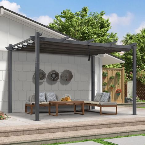 PURPLE LEAF Pergola Metall Garten Pavillon Pergola 2.89 X 3.97 m Wasserdicht Stabil Winterfest, Gartenpavillon Mit Sonnenschutz Überdachung, Grau (1/5)