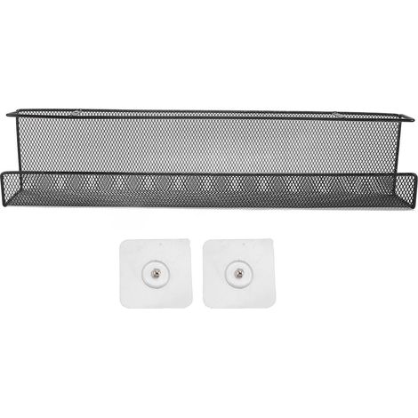 étagère rangement-Panier de rangement sous bureau en métal noir avec gestion de câbles et prise multiple (1/5)
