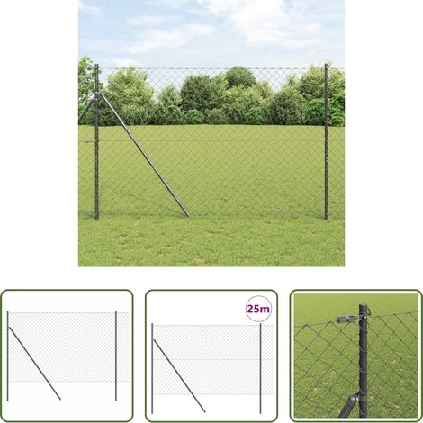 vidaXL Clôture en acier - Poteau de clôture. Gris 25 x 1,6 m (maille 60 x 60 mm) (1/5)