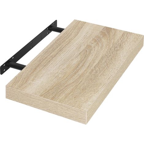 Étagère murale 40 cm en MDF, finition effet bois clair, étagère de rangement décorative flottante convient pour le salon, la chambre, la salle de bain ou le couloir (1/5)