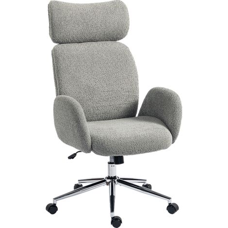 HOMCOM Office Chair with Adjustable Headrest, Comfy Desk Chair, Dark Grey