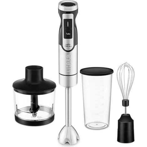 Mixeur Plongeant 1500W, Contrôle de Vitesse Variable, Écran LCD, Fonction Turbo, 4 Lames Haute Efficacité, Hachoir 500 ml, Fouet Émulsionneur et Verre Doseur 600 ml (1/5)