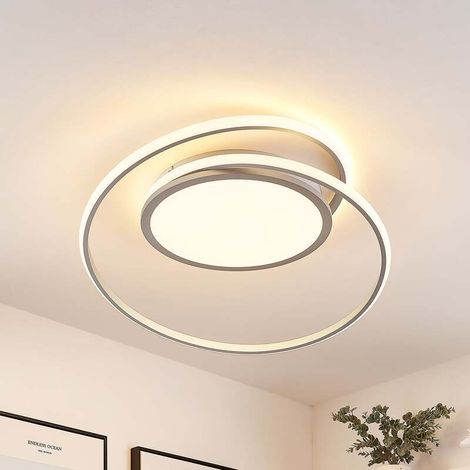 [GEBRAUCHT] B-Ware Lucande Deckenlampe Deckenleuchte Noud LED Lampe dimmbar silber Ø40cm (1/2)