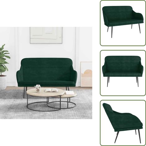 The Living Store Panca Verde Scuro 110x76x80 cm in Velluto - Seduta in velluto