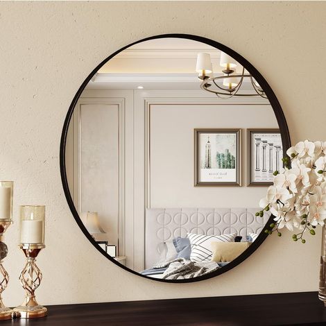 Miroir de Salle de Bain Rond φ60 cm, Miroir Mural Décoratif (1/5)