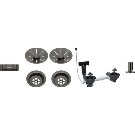 Blanco Accessoires - Kit de vidage InFino, avec commande excentrique, acier foncé 207444 (1/2)