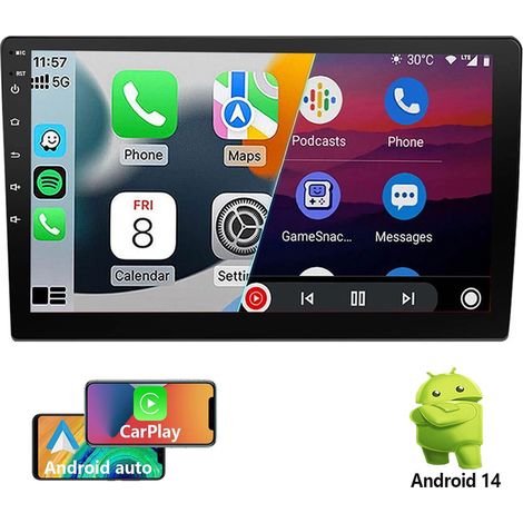 Autoradio double DIN Android 14 écran tactile 9 pouces GPS navigation Bluetooth Carplay WiFi - 2+32G (1/5)