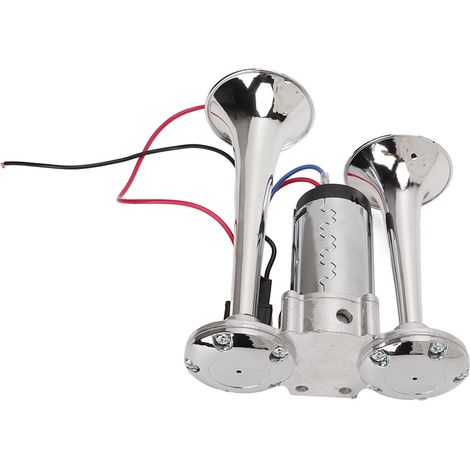 Kit Klaxon 12V 130dB Trompe Double Ultra Puissant Acier Inoxydable pour Camion Bateau Voiture Auto (1/5)