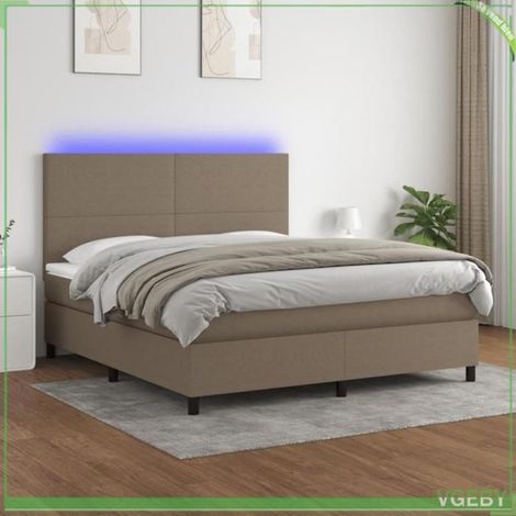 Sommier tapissier - FAF7291712411076 - Taupe 180x200 cm - Tête de lit réglable - Matelas 20 cm ressorts ensachés (1/5)