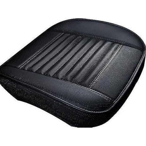 Housse de siège avant de voiture en cuir respirant, noire. (1/4)