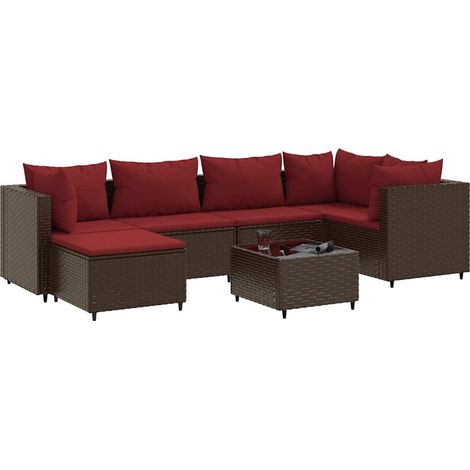 Maison Exclusive - 7-tlg. Garten-Lounge-Set mit Kissen Braun Poly