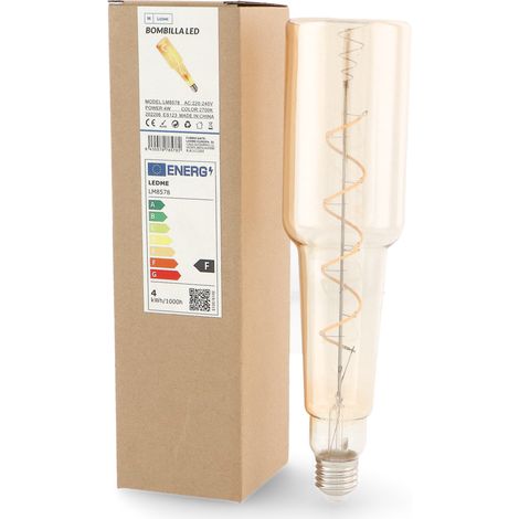Ampoule LED à Filament Spiralé E27 Bouteille 70 mm 4W Ambre - Ledme - LM8578 (1/2)