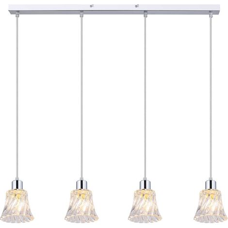 Lampada a sospensione Estia cromata trasparente E14 4x max 40W L: 120 cm Ø12cm dimmerabile (1/3)