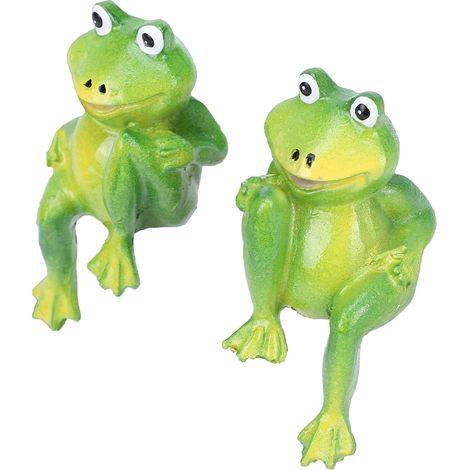 Statue de grenouilles, 2 pièces, Sculpture artisanale amusante et mignonne, ornements de décoration de jardin pour porche de pelouse (1/5)