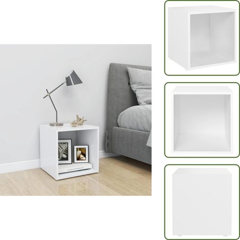 The Living Store Meuble TV Blanc 37x35x37 cm Bois d’ingénierie - Armoire stéréo (1/5)
