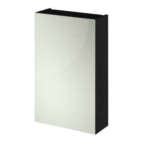 Nuie Athena 1-Door Mirrored Bathroom Cabinet 715mm H x 450mm W - Charcoal Black Woodgrain (1/4)