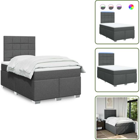 Sommier à lattes de lit avec matelas Gris foncé 120x200cm Tissu - Sommier À Lattes De Lit - Sommiers À Lattes De Lit - Lit - Meuble De Chambre À Coucher (1/5)